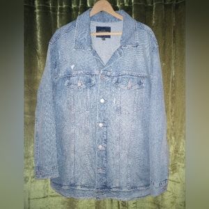 Lucky Brand Distressed Denim Trucker Jacket *Sz XL